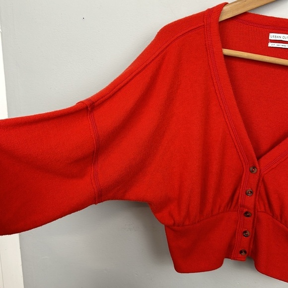 Urban Outfitters Red Farley Button Up Top Cropped Cardigan Sz S - Picture 8 of 11